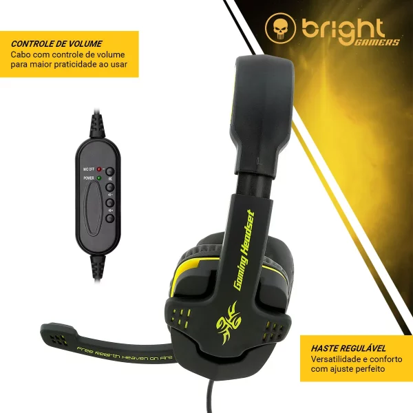 Bright Headset Fone Gamer USB 7.1 áudio surround com haste regulável - Image 3
