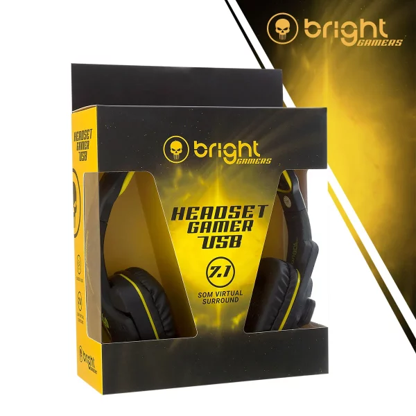 Bright Headset Fone Gamer USB 7.1 áudio surround com haste regulável - Image 6