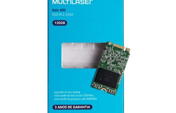 SSD 120 GB Multilaser, M.2 2242, SATA, Axis 400 e Gravação: 400