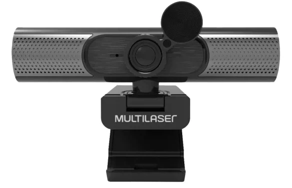 Webcam Multilaser Ultra HD 2K, USB, Foco Automático e Microfone com Cancelamento de Ruído