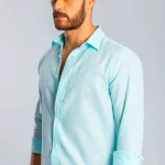 CAMISA MASCULINA SERGIO K LINHO CASUAL - TURQUESA