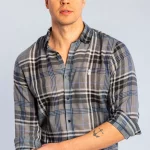 Camisa Xadrez Denim Charcoal Sergio K - Cinza Chumbo