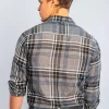 Camisa Xadrez Denim Charcoal Sergio K - Cinza Chumbo - Image 4