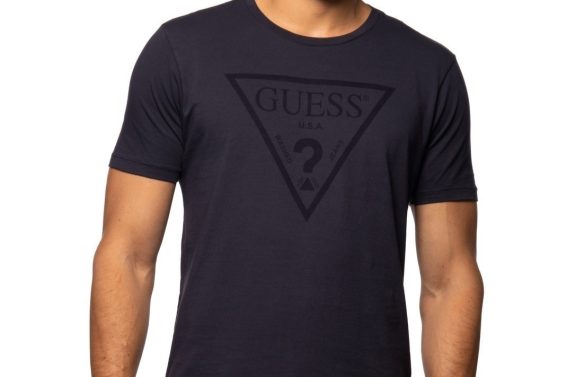 T-SHIRT GUESS MASC LOGO TRIANGULO RELEVO SMART BLUE