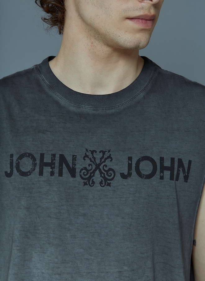 Camiseta John John Basic Logo Mescla Masculina - Cinza
