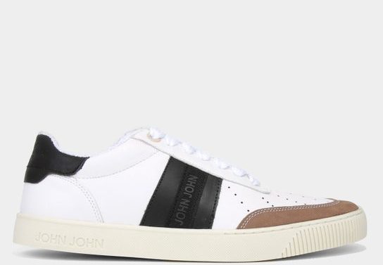 Tênis Couro John John Kyoto Masculino - Off White