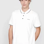 Polo John John Masculina Two Lines Branca