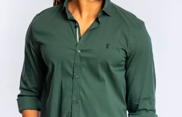 CAMISA ELASTANO GORGURÃO SERGIO K - VERDE ESCURO